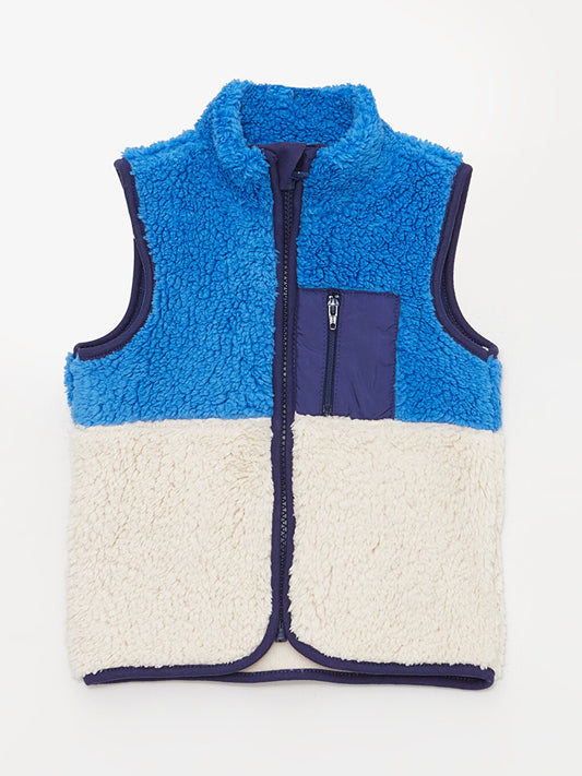 Stand-up Collar Color Blocked Fleece Baby Boy Vest