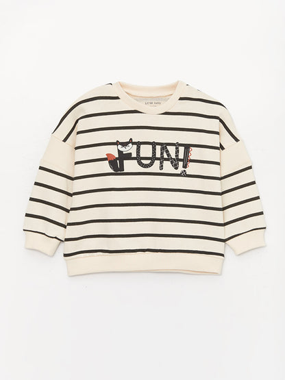 Crew Neck Long Sleeve Striped Baby Boy Sweatshirt and Trousers 2-Piece Set