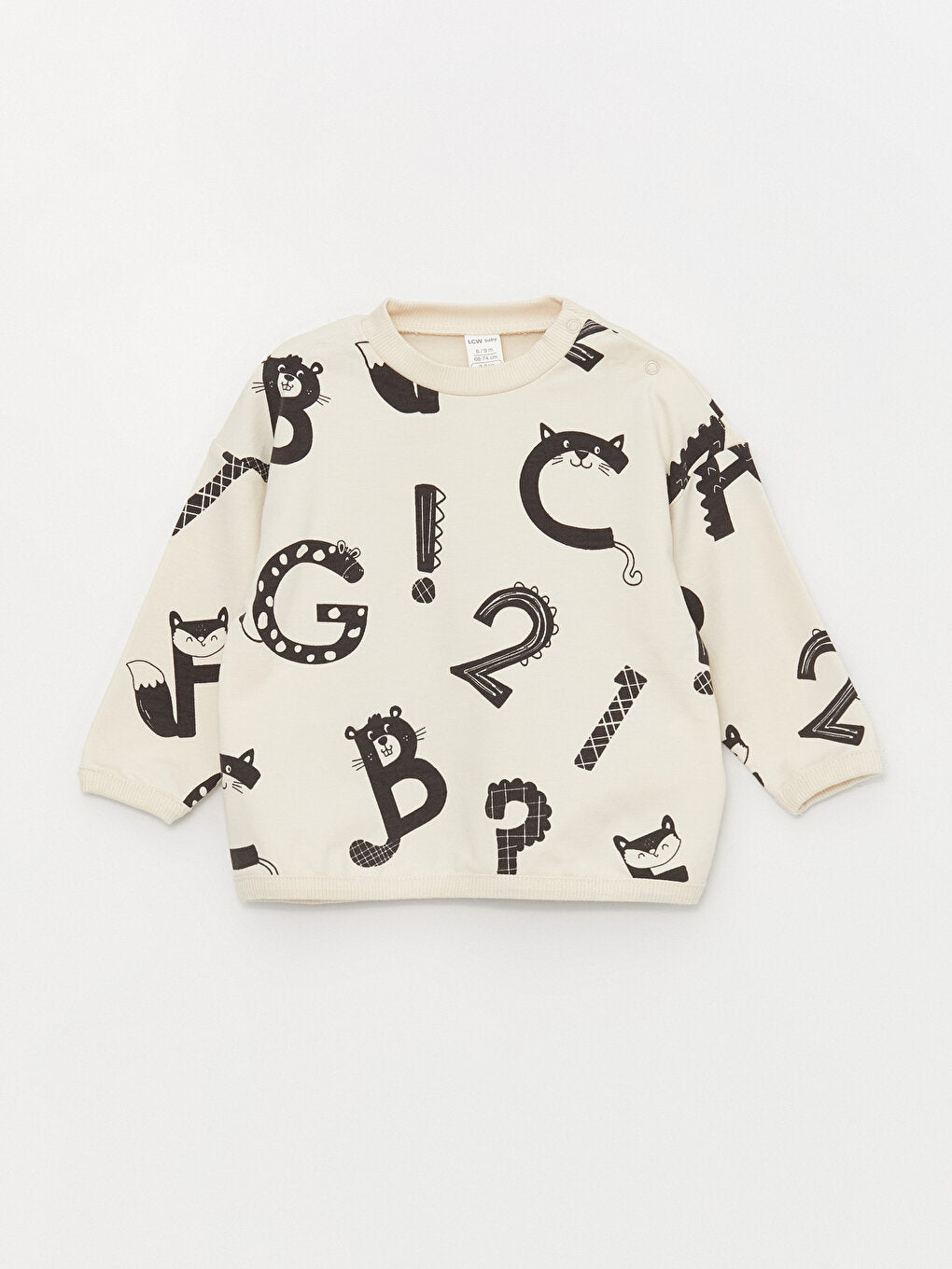 Crew Neck Printed Long Sleeve Baby Boy Sweatshirt and Tights 2-Piece Set