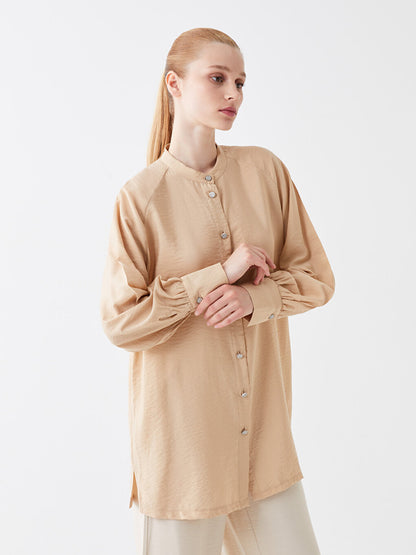 Magnificent Collar Plain Long Sleeve Women's Tunic