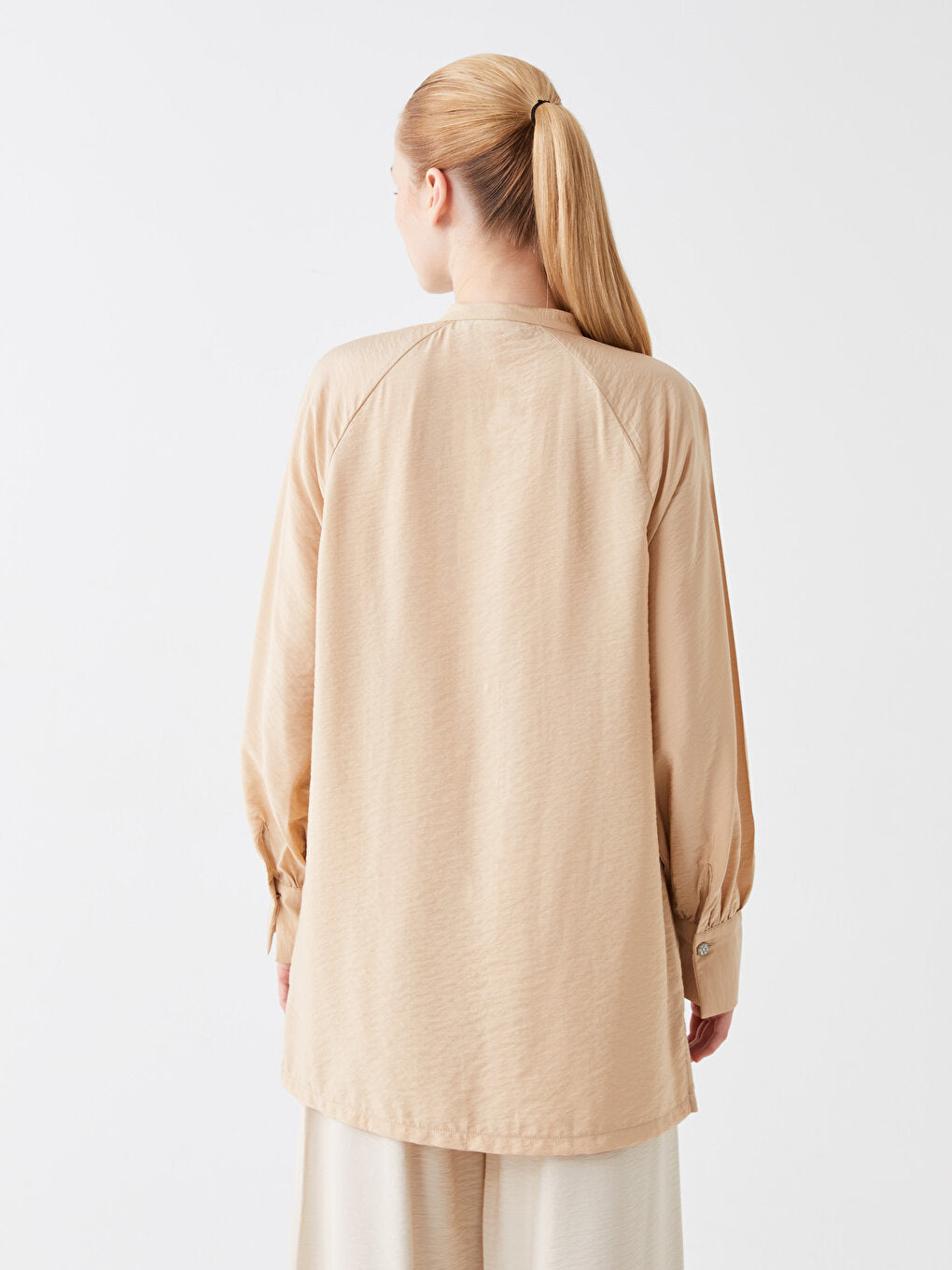 Magnificent Collar Plain Long Sleeve Women's Tunic