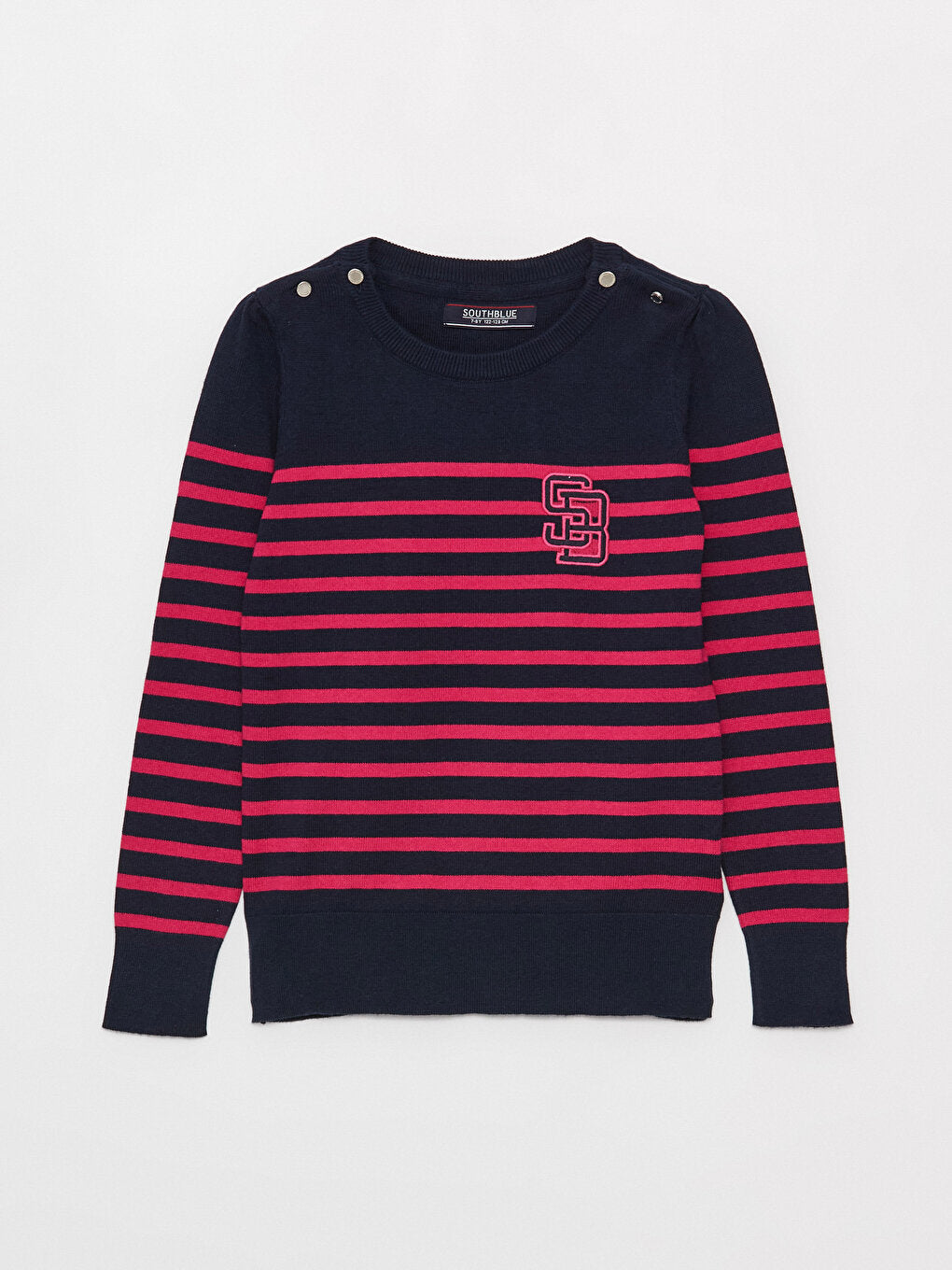 Crew Neck Striped Long Sleeve Girl's Knitwear Sweater