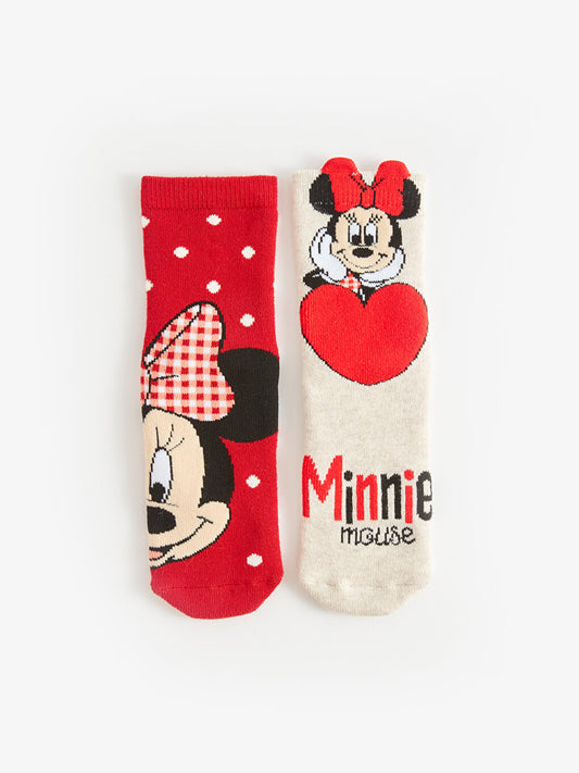 Minnie Mouse Patterned Girls' Socks, Pack of 2