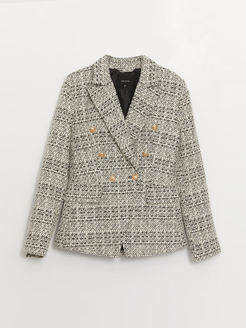 Plaid Long Sleeve Women's Tweed Blazer Jacket