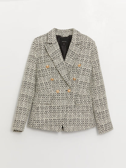 Plaid Long Sleeve Women's Tweed Blazer Jacket