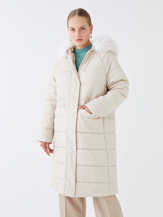 Hooded Plain Oversize Women's Puffer Coat