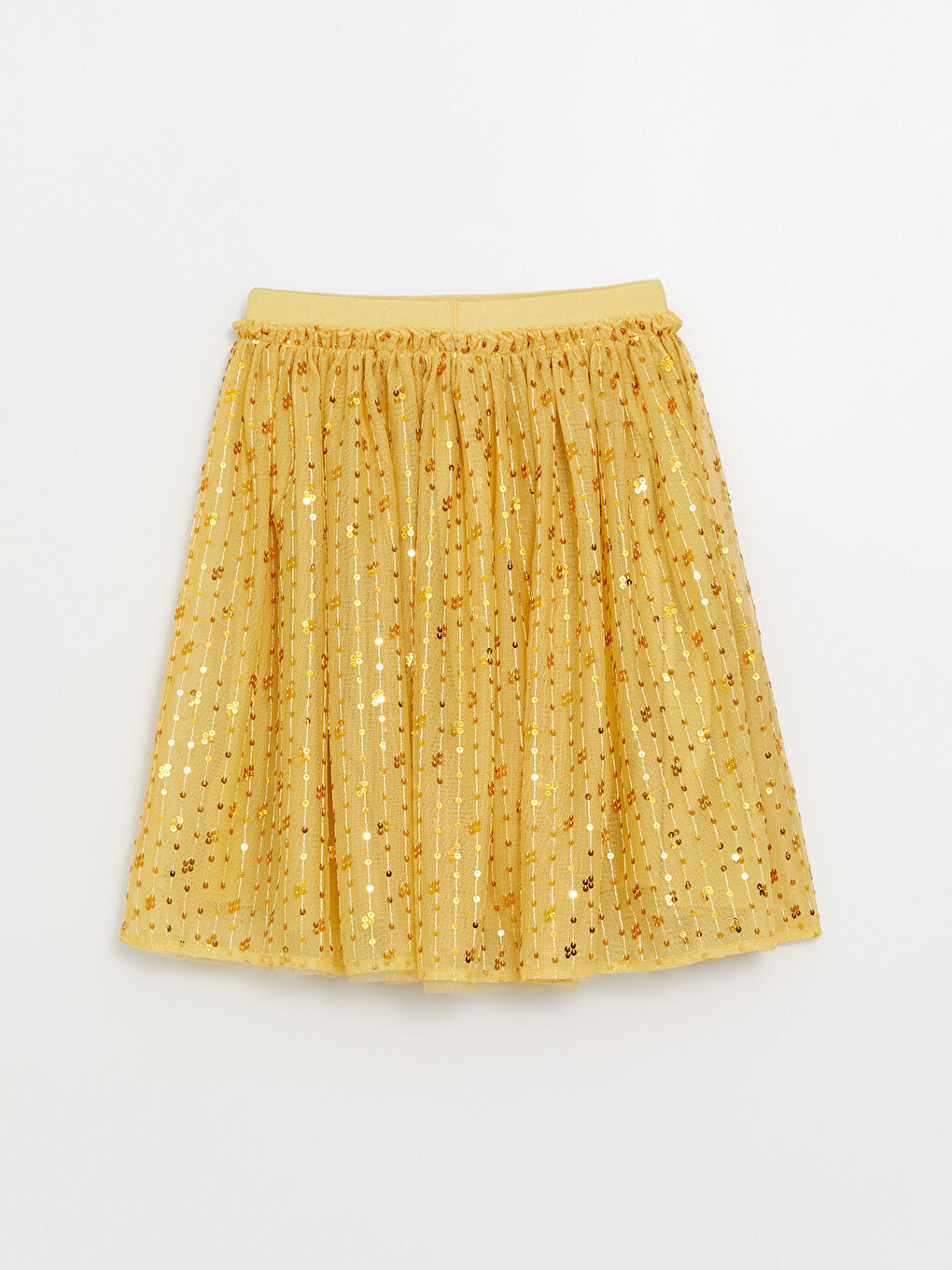 Girls' Skirt with Elastic Waist and Sequin Embroidery