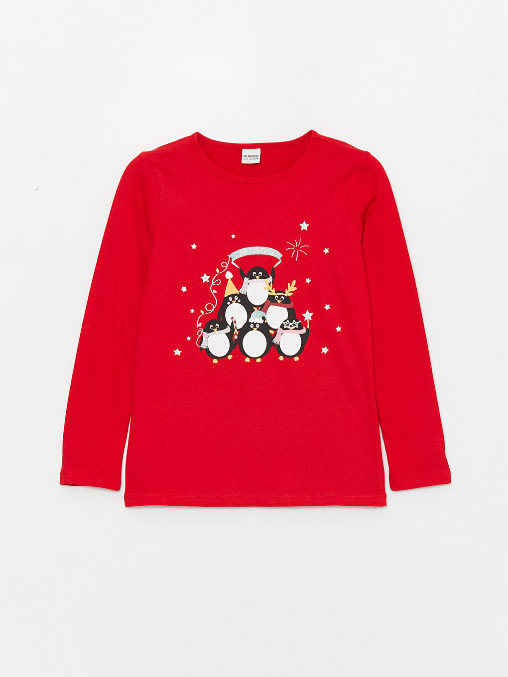 Crew Neck New Year Themed Long Sleeve Girls' T-Shirt