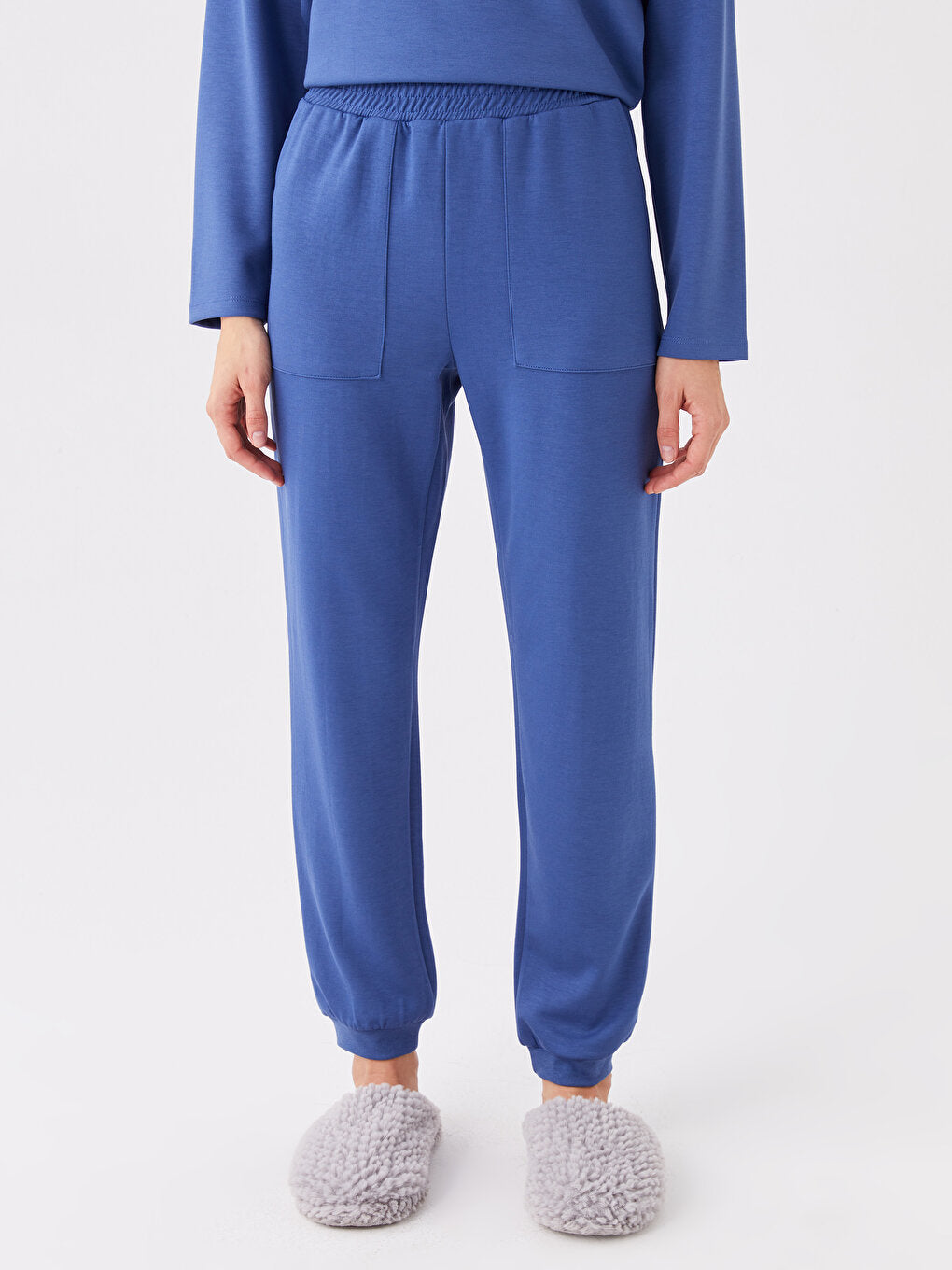 Women's Elastic Waist Plain Jogger Pajama Bottoms