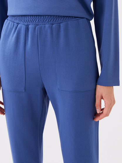 Women's Elastic Waist Plain Jogger Pajama Bottoms