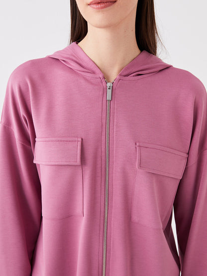 Hooded Plain Long Sleeve Women's Pajama Top