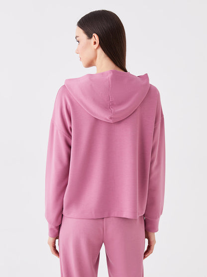 Hooded Plain Long Sleeve Women's Pajama Top