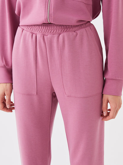 Women's Elastic Waist Plain Jogger Pajama Bottoms