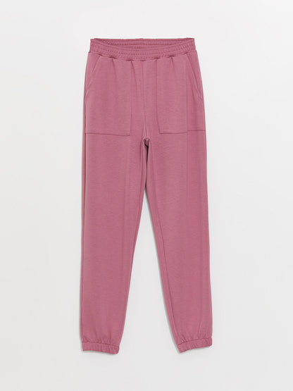 Women's Elastic Waist Plain Jogger Pajama Bottoms