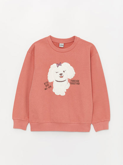 Crew Neck Embroidered Long Sleeve Girl's Sweatshirt