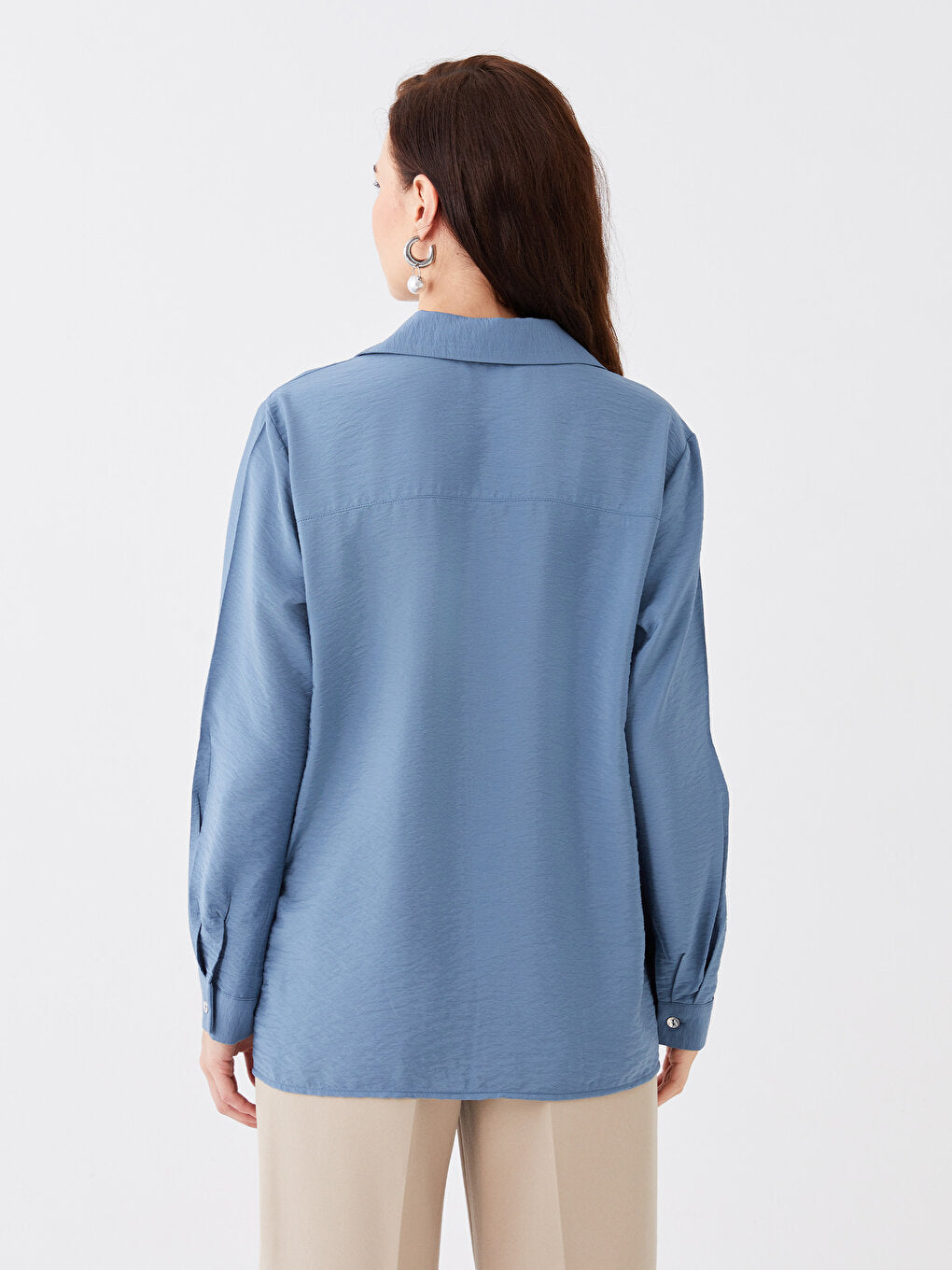 Plain Long Sleeve Poplin Women's Shirt