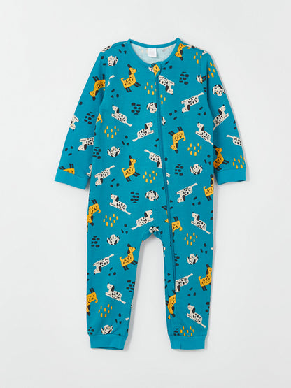 Crew Neck Long Sleeve Printed Baby Boy Jumpsuit 3-Piece