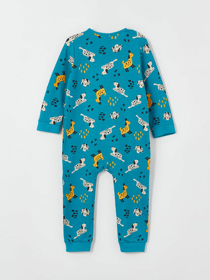 Crew Neck Long Sleeve Printed Baby Boy Jumpsuit 3-Piece