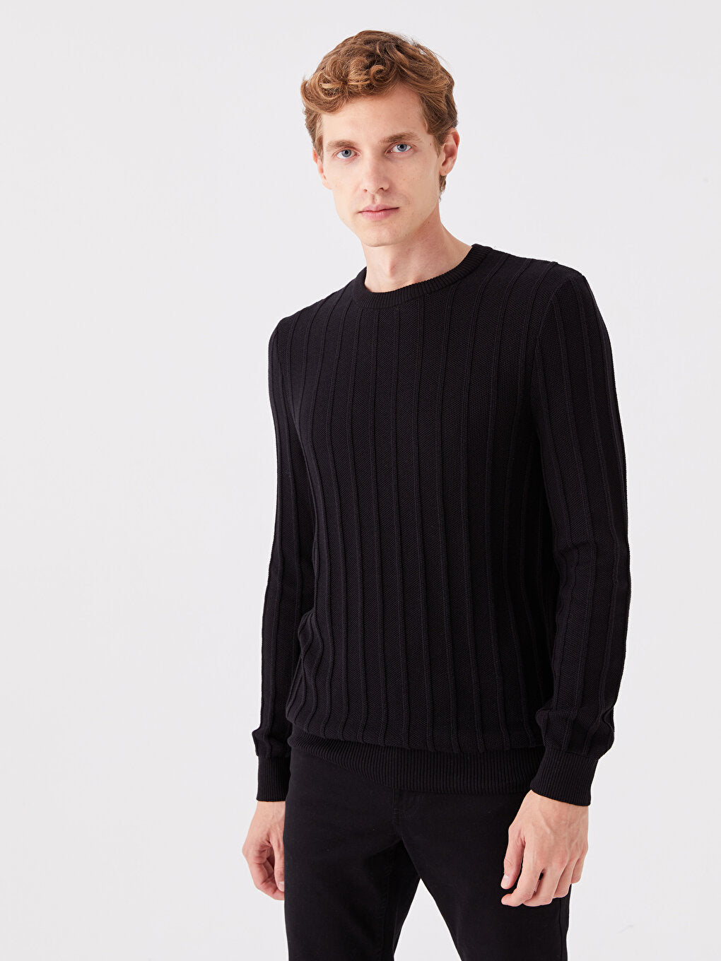 Crew Neck Long Sleeve Men's Knitwear Sweater