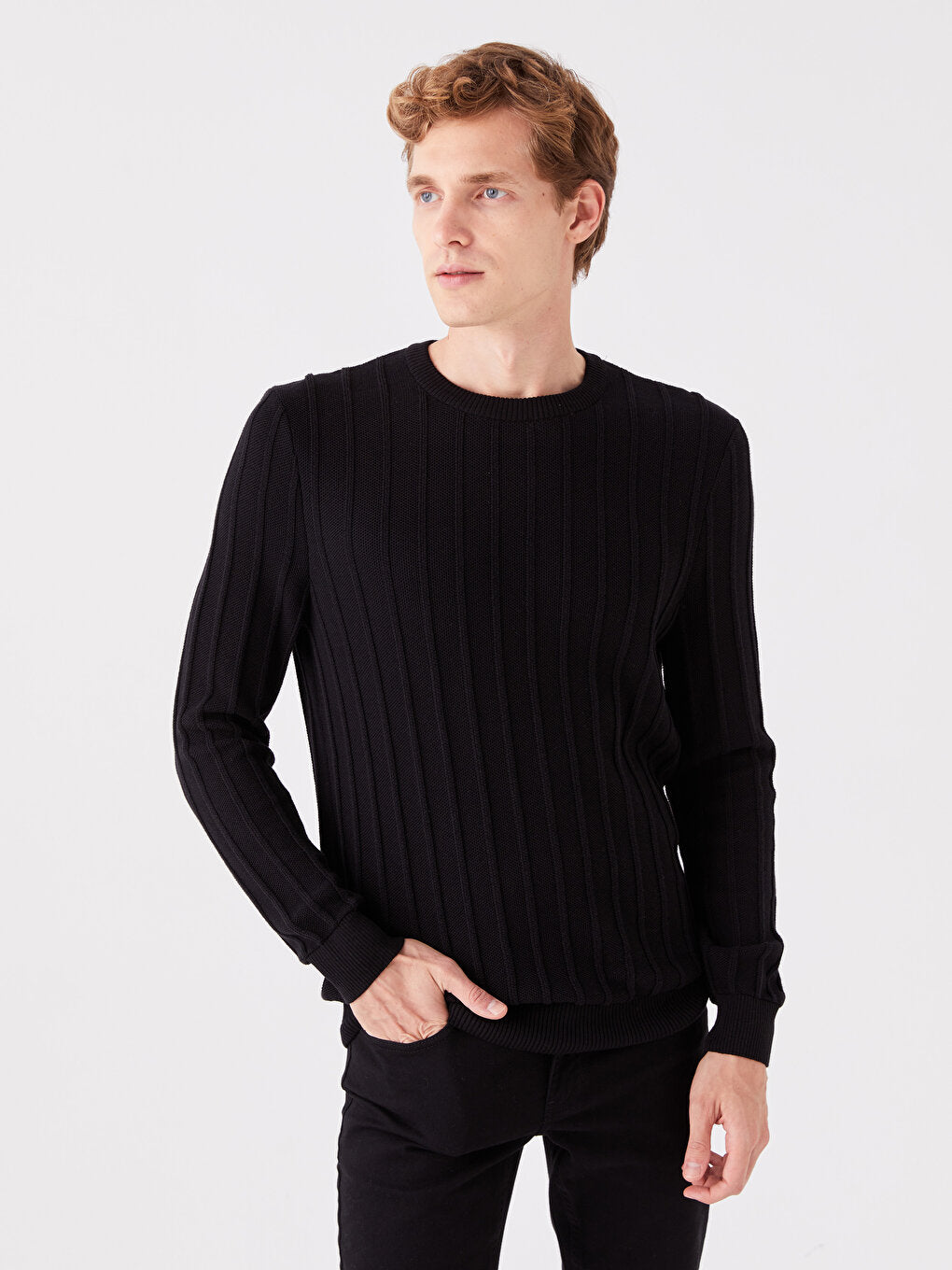 Crew Neck Long Sleeve Men's Knitwear Sweater