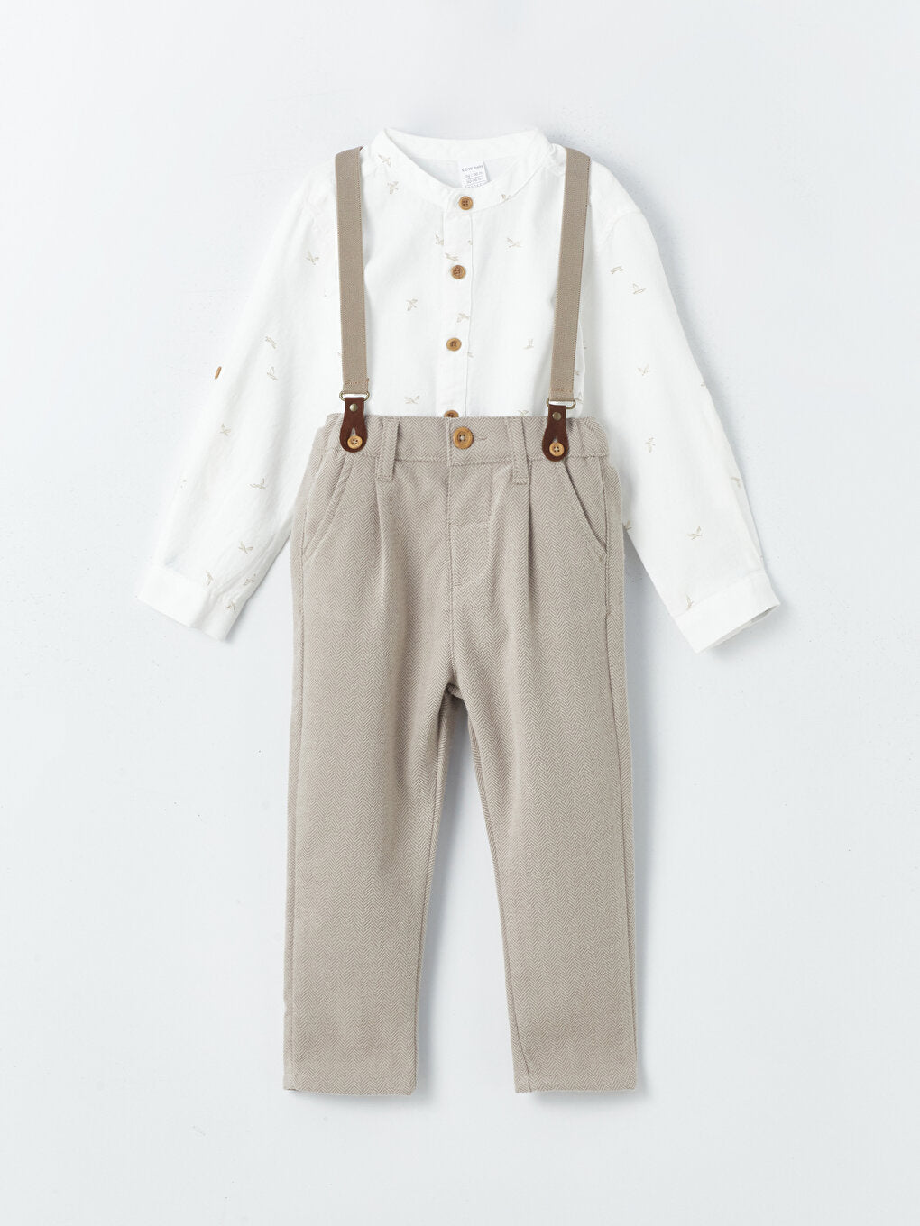 Long Sleeve Baby Boy Shirt, Trousers and Suspenders 3-Piece Set