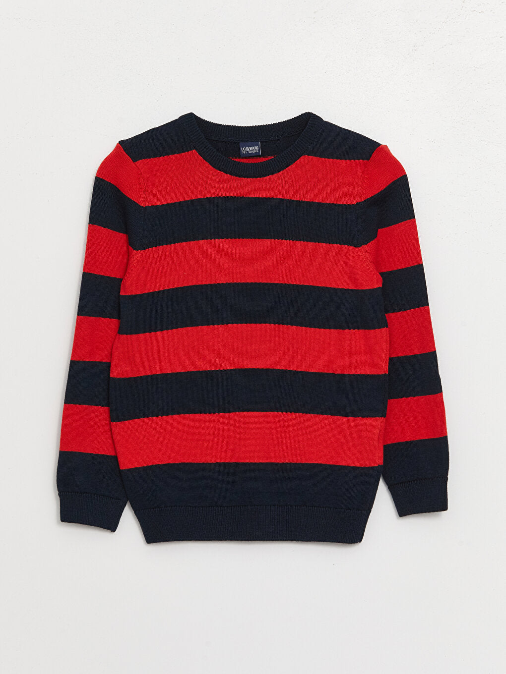 Crew Neck Striped Long Sleeve Boy's Knitwear Sweater