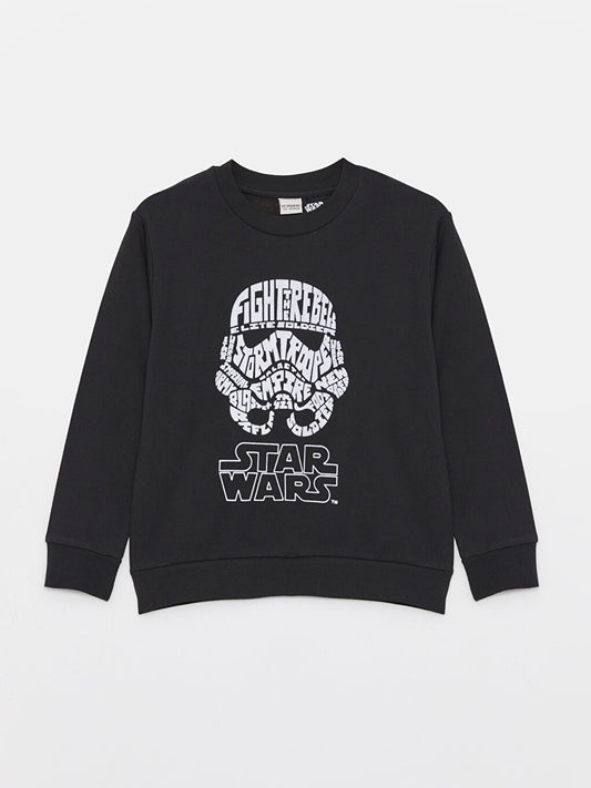 Crew Neck Star Wars Printed Long Sleeve Boy's Sweatshirt