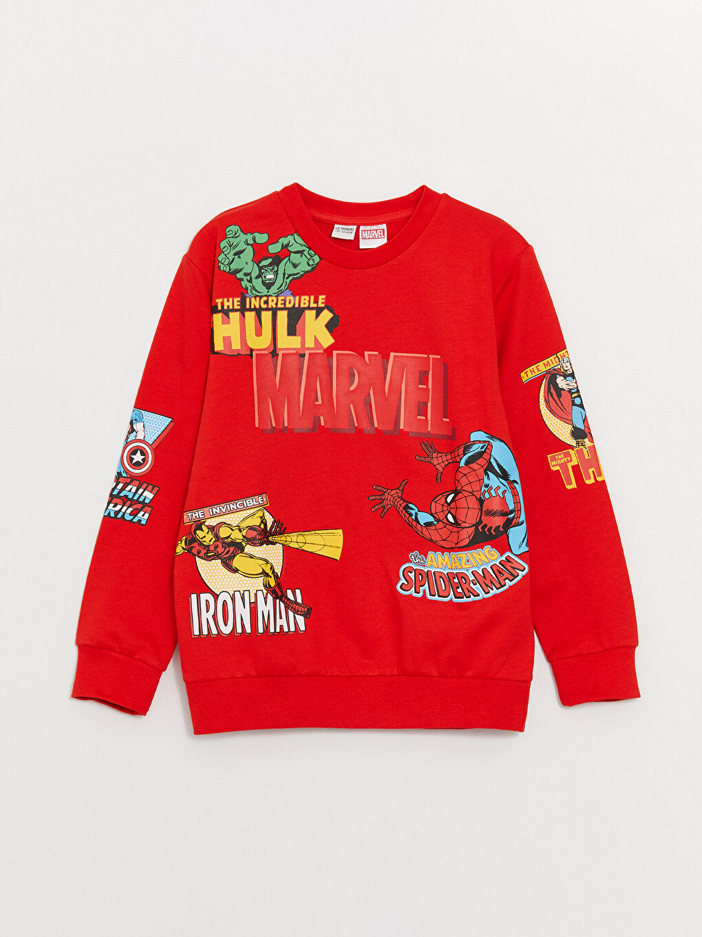 Crew Neck Marvel Printed Long Sleeve Boy's Sweatshirt