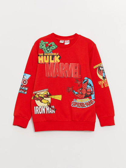 Crew Neck Marvel Printed Long Sleeve Boy's Sweatshirt