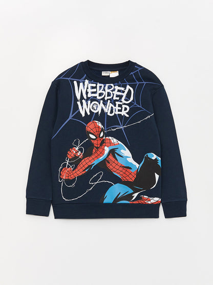 Crew Neck Spiderman Printed Long Sleeve Boy's Sweatshirt