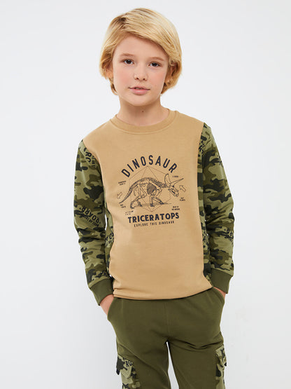 Crew Neck Printed Long Sleeve Boy's Sweatshirt