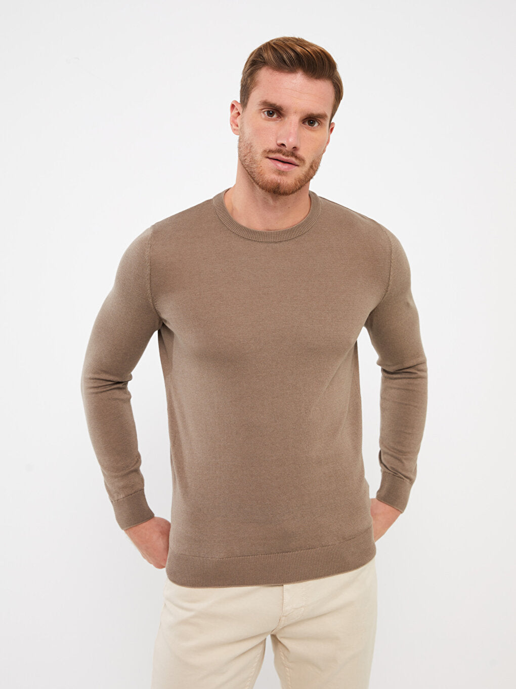 Crew Neck Long Sleeve Men's Knitwear Sweater