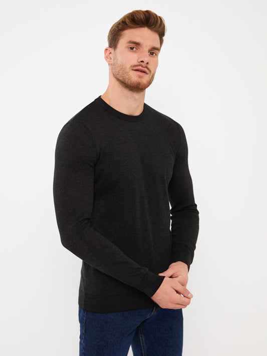 Crew Neck Long Sleeve Men's Knitwear Sweater