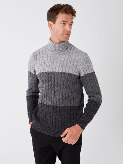 Turtleneck Long Sleeve Men's Knitwear Sweater