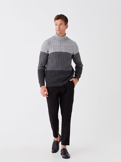 Turtleneck Long Sleeve Men's Knitwear Sweater