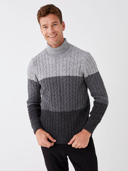 Turtleneck Long Sleeve Men's Knitwear Sweater