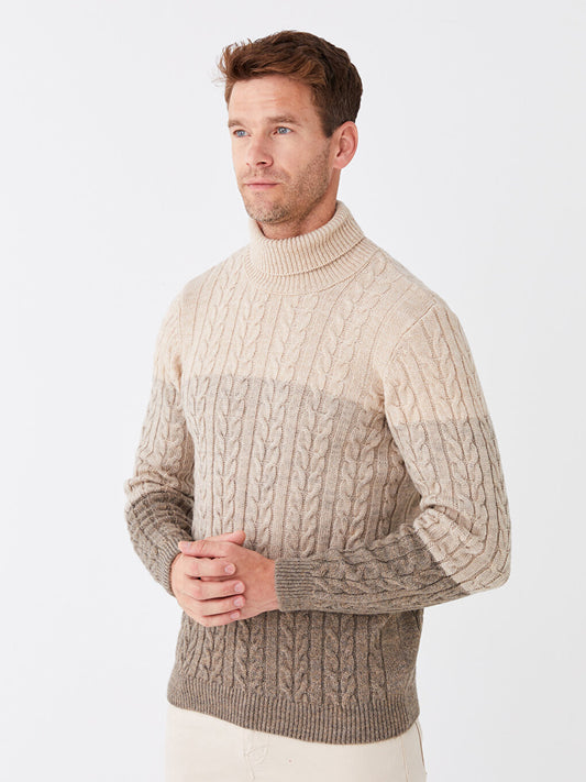 Turtleneck Long Sleeve Men's Knitwear Sweater