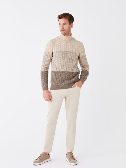 Turtleneck Long Sleeve Men's Knitwear Sweater