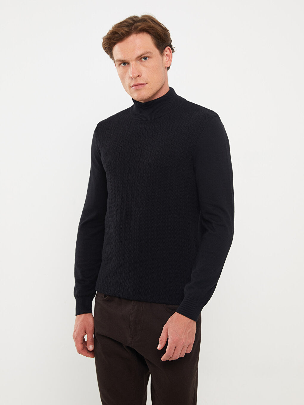 Turtleneck Long Sleeve Men's Knitwear Sweater