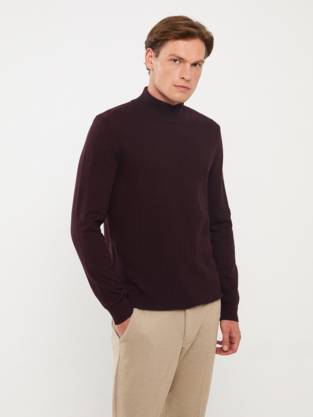 Turtleneck Long Sleeve Men's Knitwear Sweater