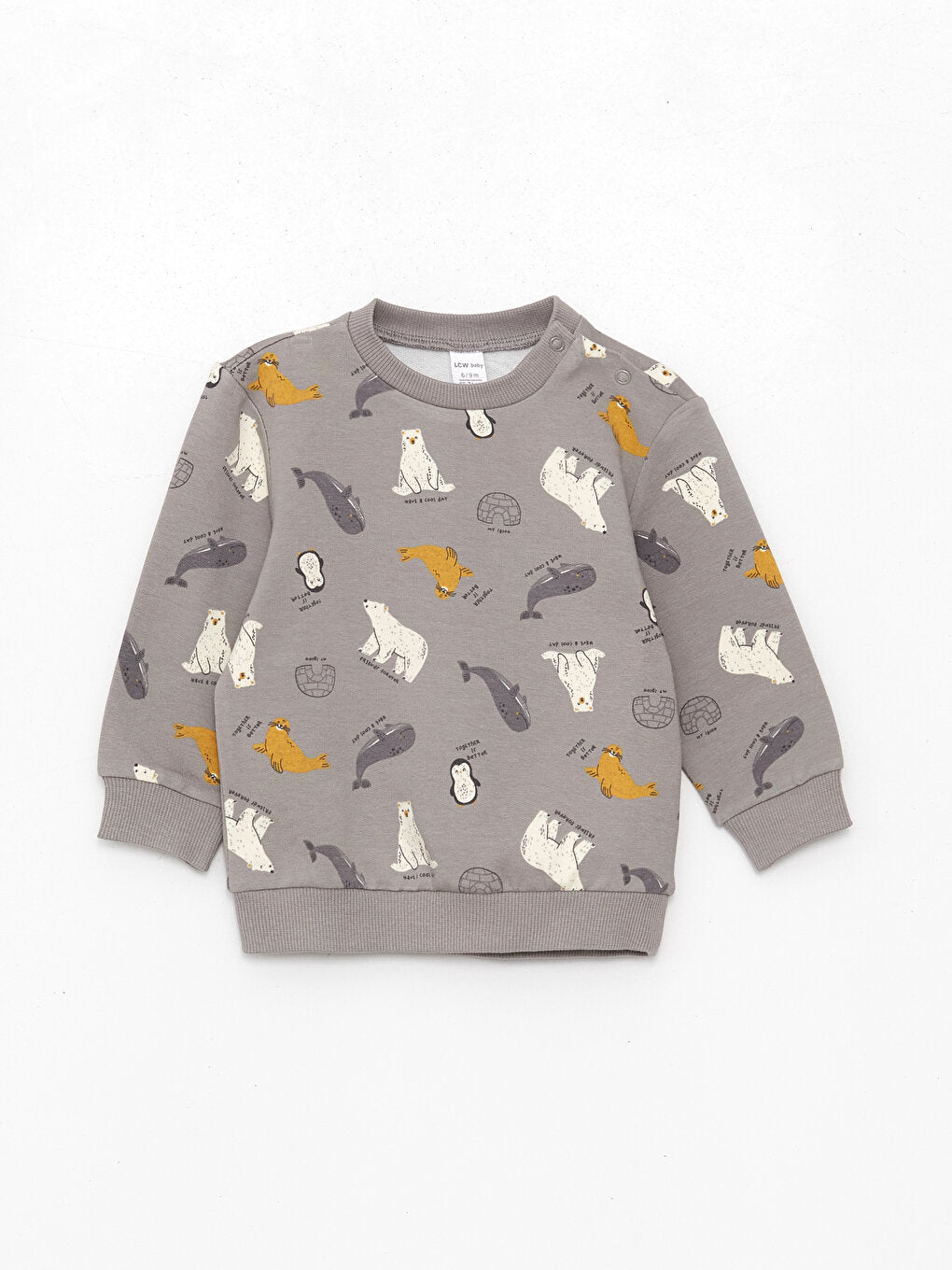 Crew Neck Long Sleeve Printed Baby Boy Sweatshirt and Tights 2-Piece Set