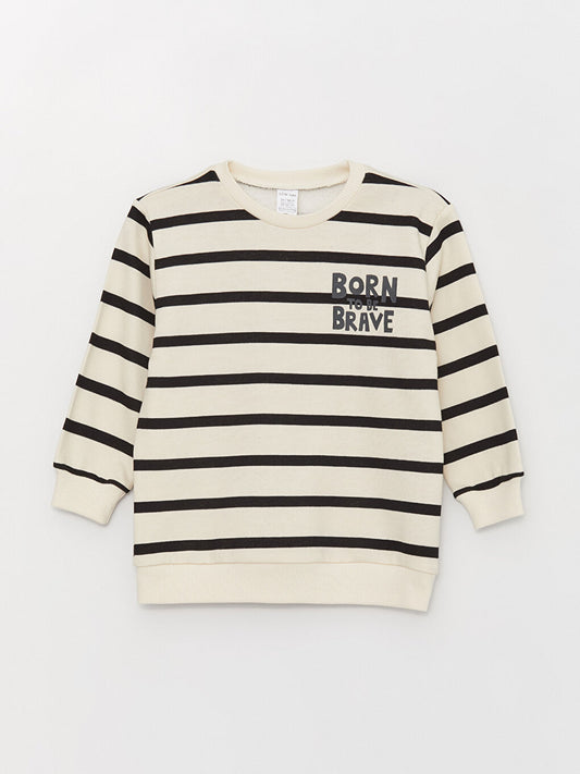 Crew Neck Long Sleeve Striped Baby Boy Sweatshirt