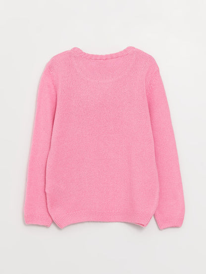 Crew Neck Long Sleeve Girl's Knitwear Sweater