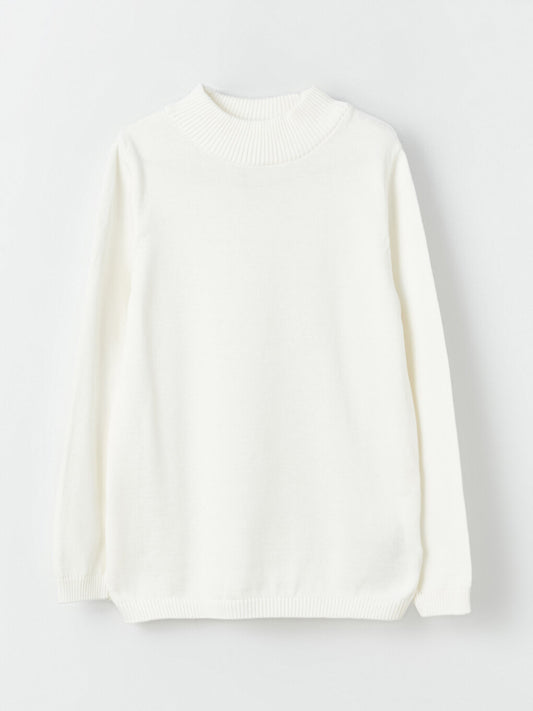 Half Turtleneck Basic Long Sleeve Girl's Knitwear Sweater