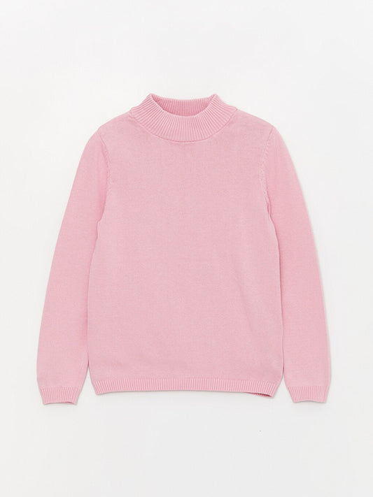 Half Turtleneck Basic Long Sleeve Girl's Knitwear Sweater