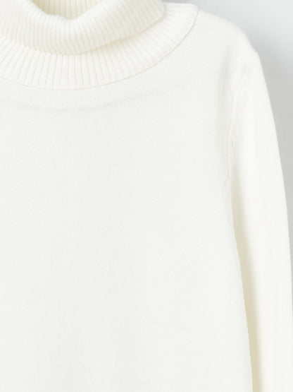 Turtleneck Basic Long Sleeve Girl's Knitwear Sweater