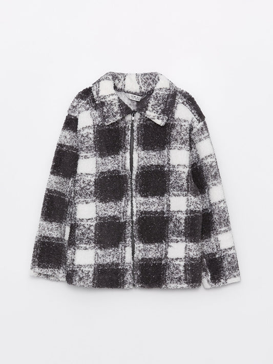 Comfortable Fit Plaid Plush Boy's Shirt Jacket