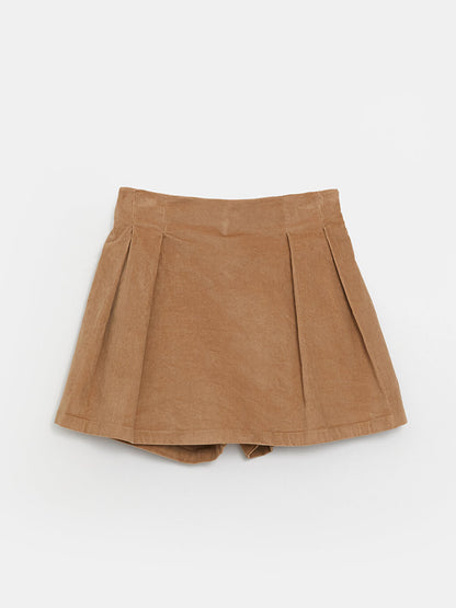 Basic Velvet Girl's Shorts Skirt with Elastic Waist