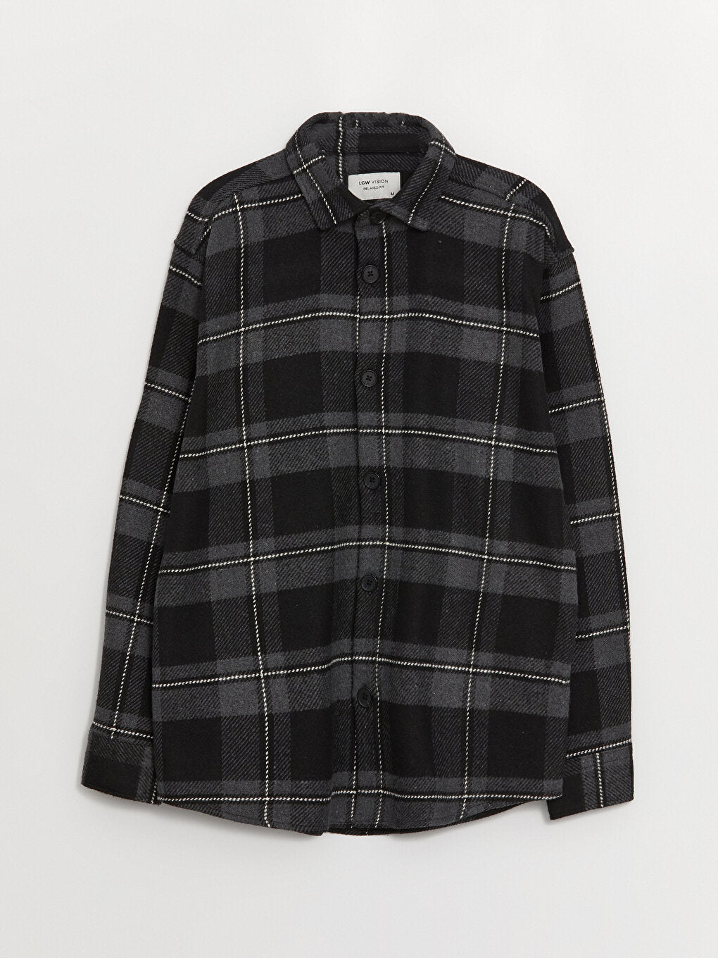 Regular Fit Long Sleeve Plaid Men's Shirt Jacket