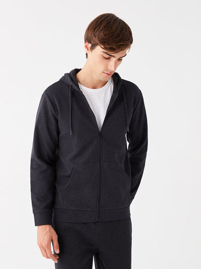 Hooded Long Sleeve Men's Zipper Sweatshirt